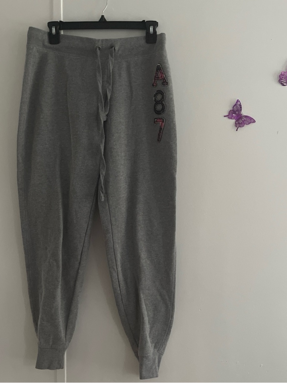 Grey A87 Embroidered Jogger Pants women